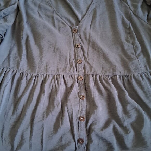 Madewell Women's Size 4X Navy Blue Drapeweave Puff Sleeve Peplum Top - Picture 9 of 13